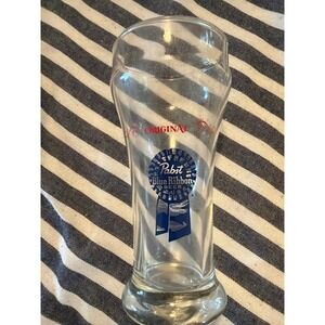 Pabst Blue Ribbon Beer Sham Glass / Vtg Barware Advertising / Man Cave Bar Gift